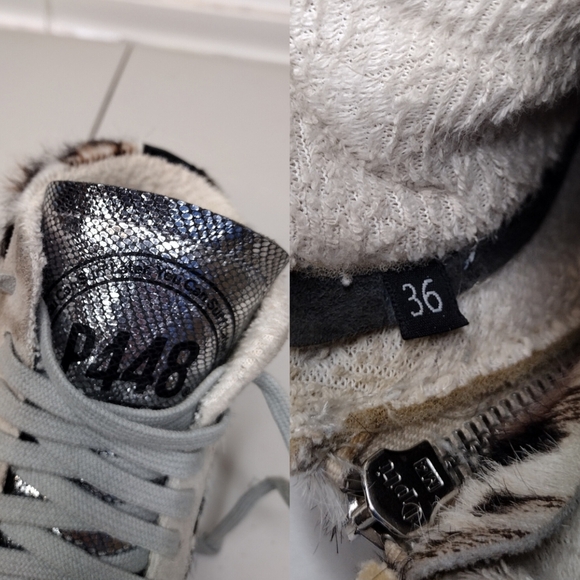 P448 John Y2K Calf Hair Leopard Side Zipper Lace Up High Top Sneakers Sz 6 - Picture 13 of 15